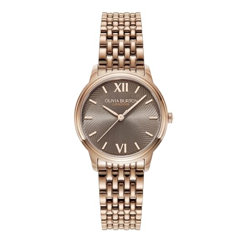 Olivia Burton Classic Swirl Qtz Basic Mushroom Round Dial Women's Watch|Ionic Plated Rose Gold Steel Material|Rose Gold Color Band - 24000131