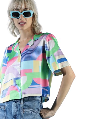 ONLY Women Printed Crop Length Polyester Multicolor Shirt