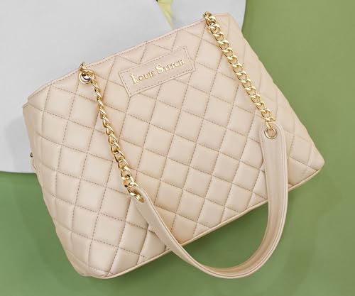 LOUIS STITCH Stylish Beige Handbag for Women | Multi Pocket Ladies Satchel Handbag for Travel, Office, College | LDB-12-CUSBNU