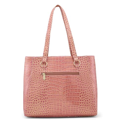 Caprese Miranda Tote Bag, Large-Pink | Stylish Handbag for Women | Spacious, Versatile Office & Daily Essentials Tote | Top Zip Closure