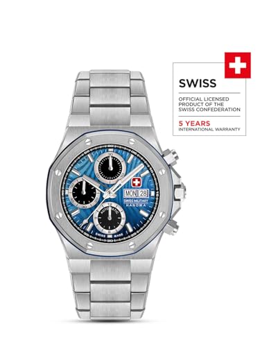 Swiss Military Hanowa Damask Legends Windstorm Blue Round Dial Swiss Made Automatic Watch for Men | SMWGL0007001