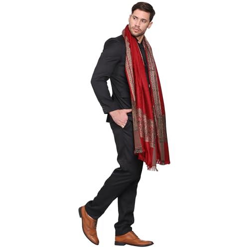 Weavers Villa Men's Woven Acro Wool Gents Shawls, Muffler, Stoles for Men, 100cm x 200cm