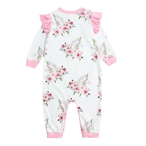 Hopscotch Girls Full-Sleeve Floral Print Bodysuit With Headband In White Color for Ages 9-12 Months