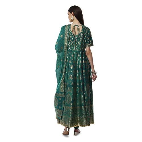 BIBA WOMEN PRINTED FITTED SALWAR KURTA DUPATTA(SKDSUMMER G8042_GREEN_38)