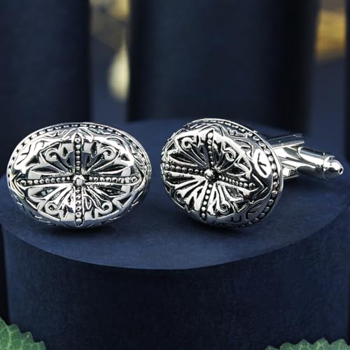 Peluche Contemporary Metal Art - (Oval) Cufflinks for Men