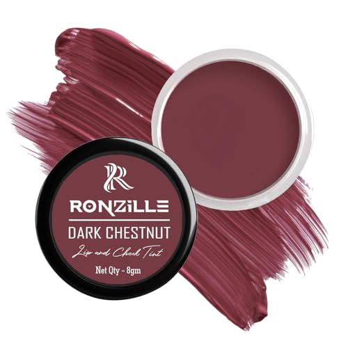 Ronzille 3-in-1Lip & Cheek Tint for Women | Lip Tint -Dusky Rose | Long Lasting, Vegan with Vitamin E Oil (DARK CHESTNUT)