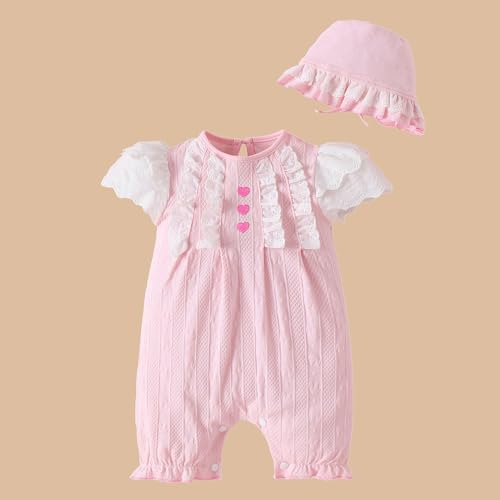 Hopscotch Girls Short Sleeves Pink Angel Wings Romper For Ages (9-12 Months)