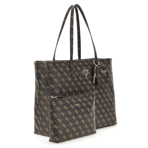 GUESS Brown Logo Printed Power Play Large Tech Tote Bag