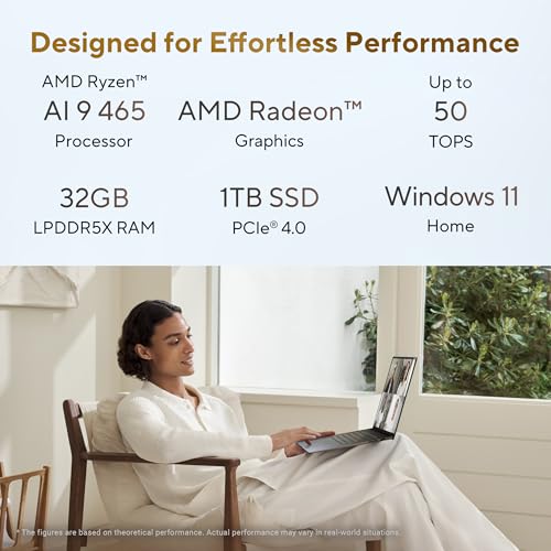 ASUS Zenbook S16 (2026),AMD Ryzen AI 9 465,AMD Radeon iGPU,32GB RAM, 1TB SSD,Touch Screen,OLED, 16" (40 cm),Windows 11,M365 Basic(1 Y)* Office 2024,Antrim Gray, 1.50 kg, UM5606GA-SR248WS,Co-Pilot+ PC