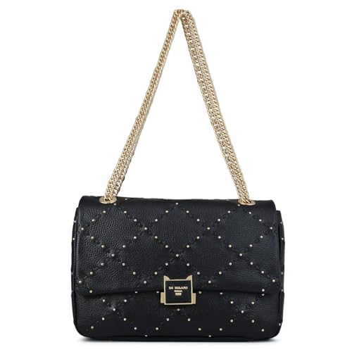 Da Milano Leather Shoulder Bag for Women - Black