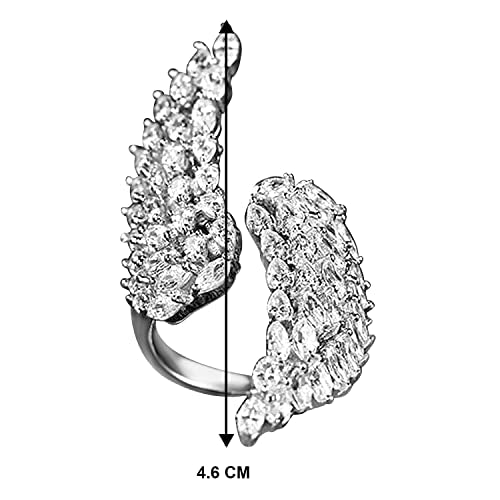 Peora American Diamond Studded White Plated Finger Ring Fashion Wear Stylish Jewellery Gift for Girls & Women (PX8R72-7)