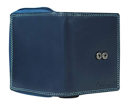 Calfnero Women Genuine Leather Wallet (Blue-Multi)