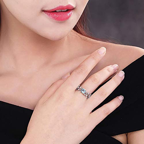 RUVEE Greek Queen Pacific Blue American Diamond Platinum Plated Alloy Ring for Women (8)