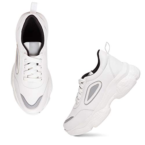 Longwalk Women and Girls Sneakers, Walking Gym Running White Shoes