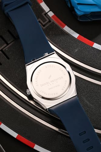 Daniel Hechter Paris Grenelle Collection Analog Watch for Men – Stainless Steel Bezel, Silicone Strap with Textured Dial and Date Display - DHM1015