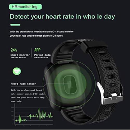 mi Smart Watch for Kids Boys Girls 09-12 Years Old - ID116 Plus Men Man Women Bluetooth Fitness Band Watch with Heart Rate Activity Tracker Waterproof, Calorie Counter, Blood Pressure, OLED - Black
