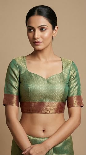 MIMOSA Women’s Rama Art Silk Saree Woven with Zari Tissue | Kanjivaram Style Saree | Rich Pallu & Tassels | 6.2 Mtrs