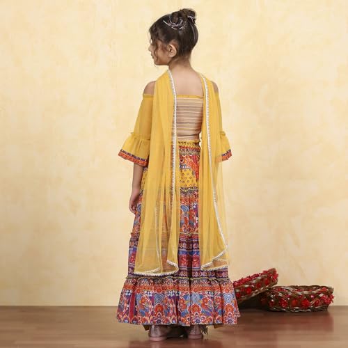 Biba Girl's Polyester Lehenga Set (KWPRSMKT6453AW25MLTI_Multicolor_8 9 Years)