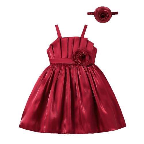 Hopscotch Girls Burgundy Sleeveless Floral Applique Party Dress for Ages (3-4 Years)