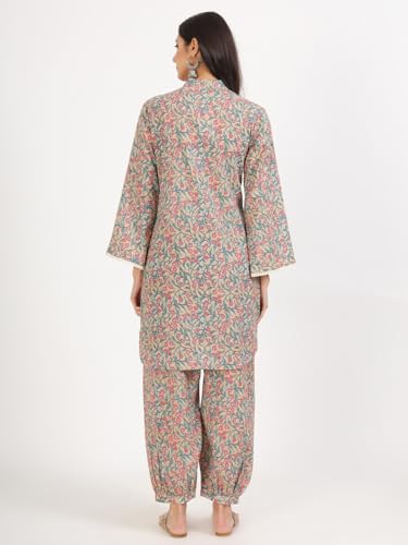 Divena Beige Floral Printed Cotton Co-ord Set