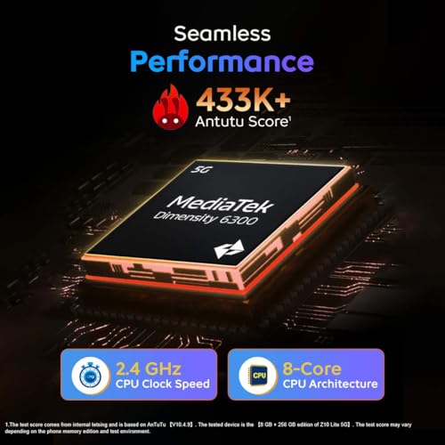 iQOO Z10 Lite 5G (Cyber Green 2026, 4GB RAM, 64GB Storage) | Dimensity 6300 5G Processor | 50MP Sony AI Camera | 6000 mAh Battery | IP64 Rated & Military Grade Shock-Resistance*