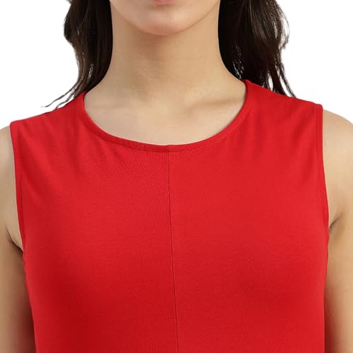 United Colors of Benetton Round Neck Solid A-Line Dress (Size: EL) - 26P3E99W3821IRC5 Red