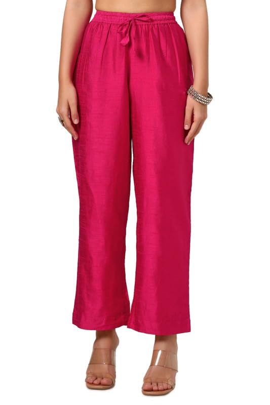 Soch Womens Fuchsia Organza Zari Woven Suit Set With Gotta Patti