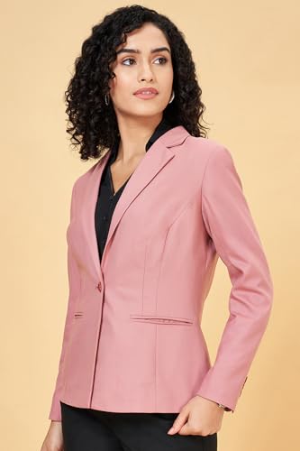 Annabelle by Pantaloons Women's Classic Blazer (110154665008_Dusty Rose