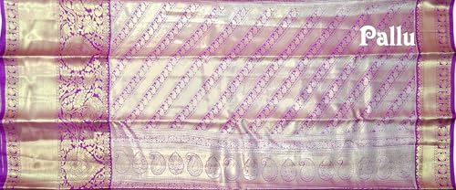 VFCollections Women's Kanchipuram Silk Pure Pattu Sarees With Blouse (VFC647-4)
