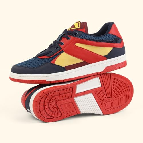YOHO Superman Low-Top Sneakers for Men | Original Superman Design | Iconic Superhero Style | Breathable Build | Footpharma ™ Footbed | Anti-Slip Grip | All-Day Durability | Krypton blue - UK 6