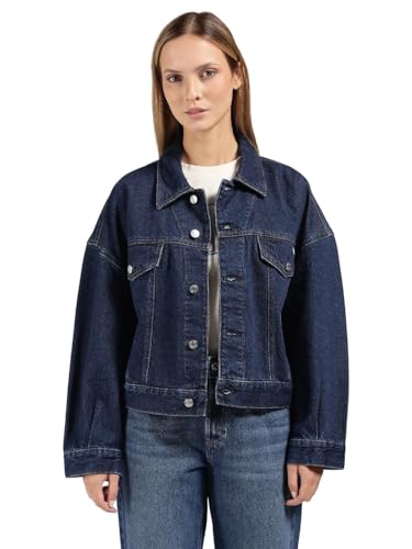 Relaxed Fit Cotton Spread Collar Denim Jacket