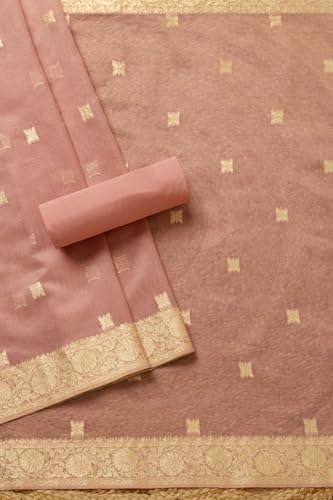 Soch Womens Peach Tissue Shimmer Woven Design Unstitch Dress Material With Sequins