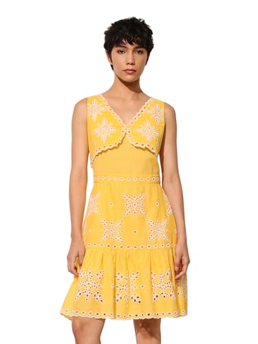 ONLY Women's Fit and Flare Yellow Dress
