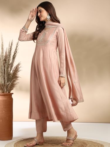 MOKOSH Women's Silk Kurta & Pant with Dupatta Set (417-03-XS_Rose Pink)