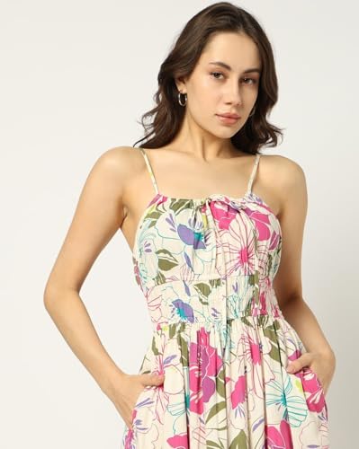 GAP Women's Cotton Blend Classic Midi Casual Dress (442754731_Multi Multicolour