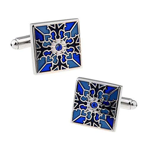 Peora Classic Blue Flower Pattern Square Cufflinks for Men Business Corporate Wedding Gift