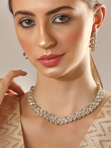 Rubans Gold-Plated Handcrafted Kundan Jewellery Set For Women