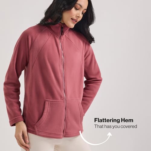 NYKD (NYLE701 Soft & Comfortable Cozy Sherpa Jacket for Women | Fleece Fabric with Relaxed Fit, Front Zip Closure & Kangaroo Pockets | Perfect for Sleep, Lounge, Travel or Daily Winter Wear - Pink
