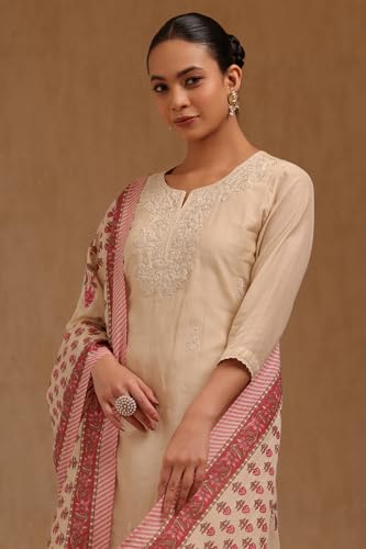 Soch Women's Chanderi Salwar Suit Set (EWA5CD22295_Beige