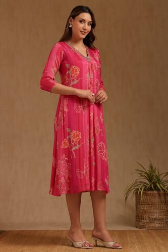 Soch Women's Chinon Maxi Dress (EWA5KU61497 Fuchsia