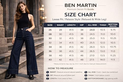 Ben Martin Dark Blue Baggy Jeans for Women | Korean Style | Women,'s Loose Jean | High Waist Wide Leg Jeans | Oversized Jean's for Womenss | Straight Fit Daily Casual Office Wear Women's Jeanss 28