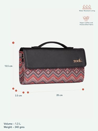 ZOUK Rhea Kapoor Clutch for Women | Crossbody Bag with Detachable Strap | Elegant Flap Closure Evening Clutch | Party & Evening Purse | Gwalior Weaves