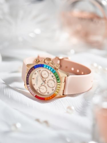 French Connection | Rose Gold Sunray Dial | Chronograph Function | Rose Gold Silicone Strap | Quartz Watch for Women - FCD11RG