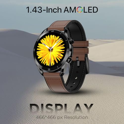 Fire-Boltt Legacy Luxury Round Smart Watch 1.43″ Super AMOLED, Bluetooth Calling, Wireless Charging, Voice Assistant, SPO₂ & Heart Rate Monitor, 110+ Sports Modes, Smart Watch for Men & Women - Brown
