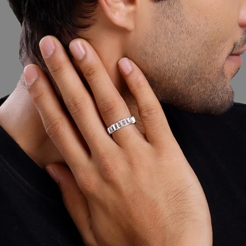 GIVA 925 Silver Windowpane Ring For Him,Indian - 20| Gifts for Men & Boys | With Certificate of Authenticity and 925 Stamp | 6 Months Warranty