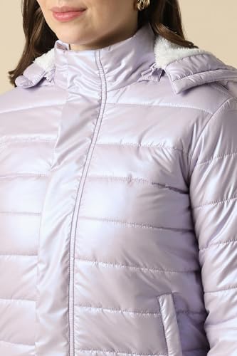 Women Lilac Solid Casual Jacket