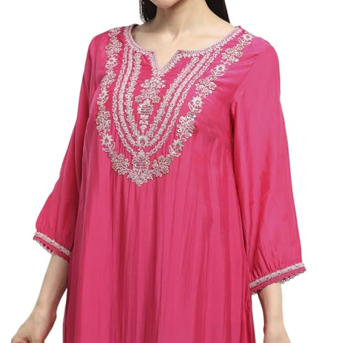 Biba Women Pink Modal Blend Layered Kurta Set_42