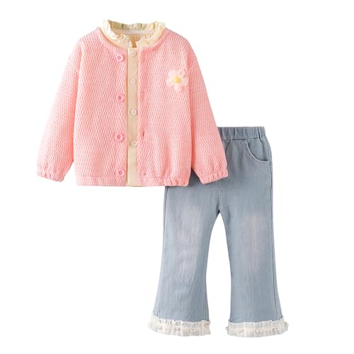 Hopscotch Hoscotch Girls Solid Multi Full Sleeves Jeans Set For Ages(12-18 Months)