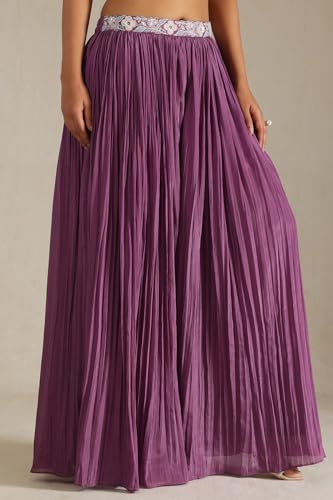 Soch Womens Purple Chinon Embroidered Salwar Suit With Thread Work