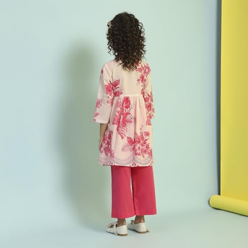 Biba Girl's Cotton Kurta Set (KWPLMP6436SS25CRM_Cream